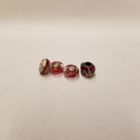 Set of 4 silver and red beads-DRAGON-year of the dragon - Picture 3 of 3